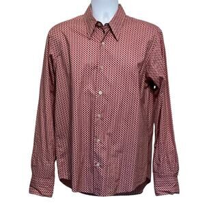 Ted Baker London Button Down Dress Shirt Red Tan Large